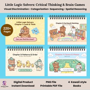 Toddler Logic Workbook Printable | Preschool Critical Thinking Activities | Problem Solving Worksheets | Kawaii Brain Games