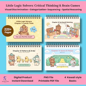 Toddler Logic Workbook Printable | Preschool Critical Thinking Activities | Problem Solving Worksheets | Kawaii Brain Games