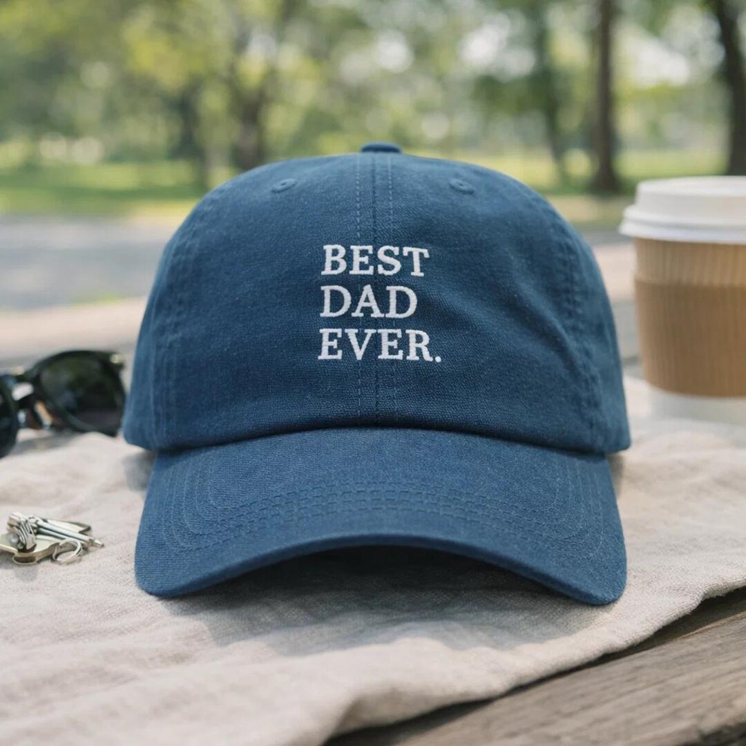 Be.st Dad Ever Embroidered Hat Navy Blue Cotton Baseball Cap Father’s ...