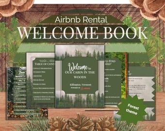 Cabin Airbnb Welcome Book Template: Editable Canva Guest Guide (Digital Download)