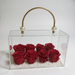 Real Roses in Handbag Style Box: Red Roses That Last – Unique Floral Gift