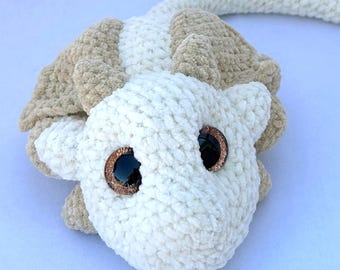 Crochet Dragon - Soft Handmade White Dragon Plushie