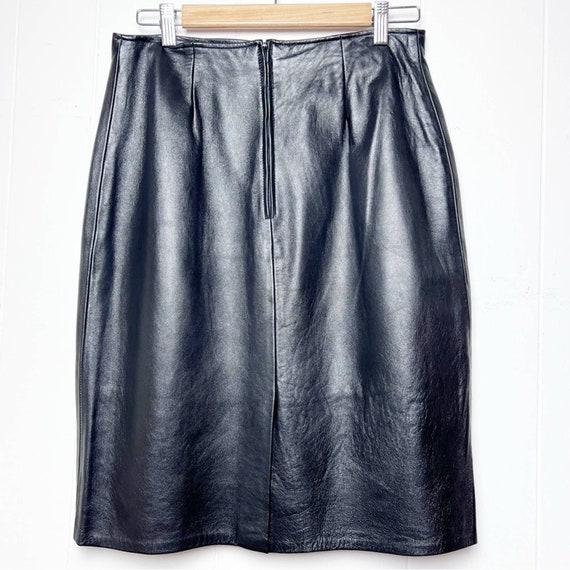 Vintage 90’s Black Leather Pencil Skirt Women’s S… - image 9