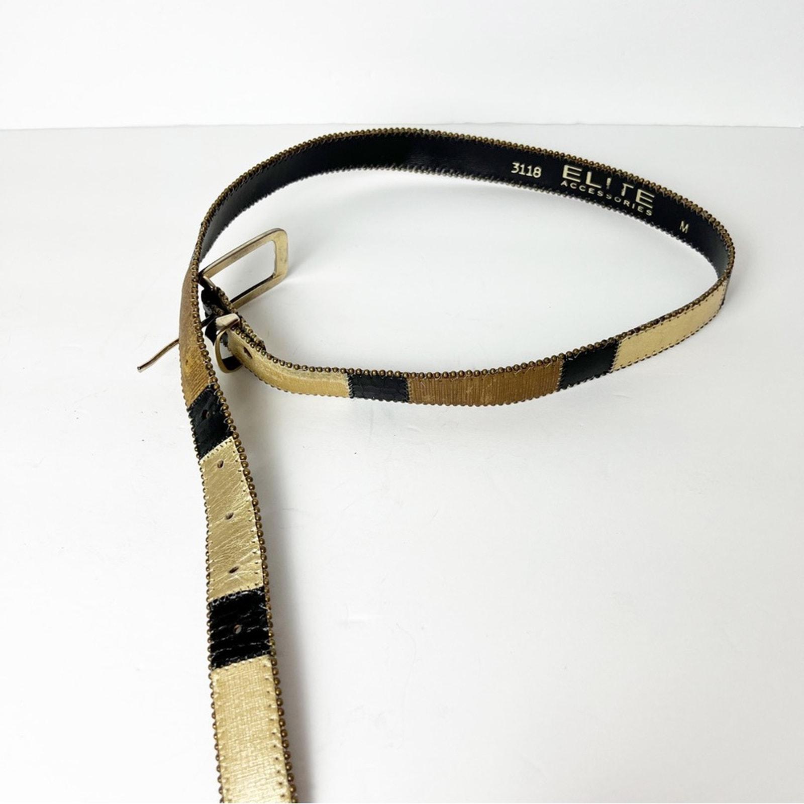 Vintage Elite Distressed Gold Black Patchwork Gold Buckle  display picture 2
