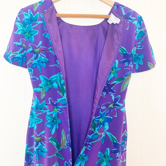 Vintage Maggy London Petites Silk Purple & Blue F… - image 6