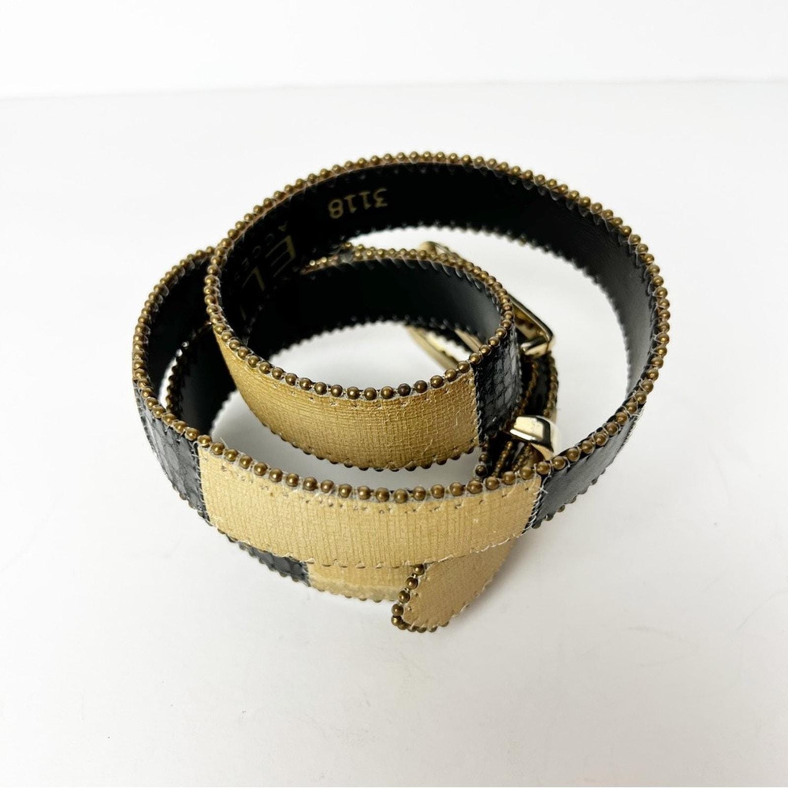 Vintage Elite Distressed Gold Black Patchwork Gold Buckle  display picture 3