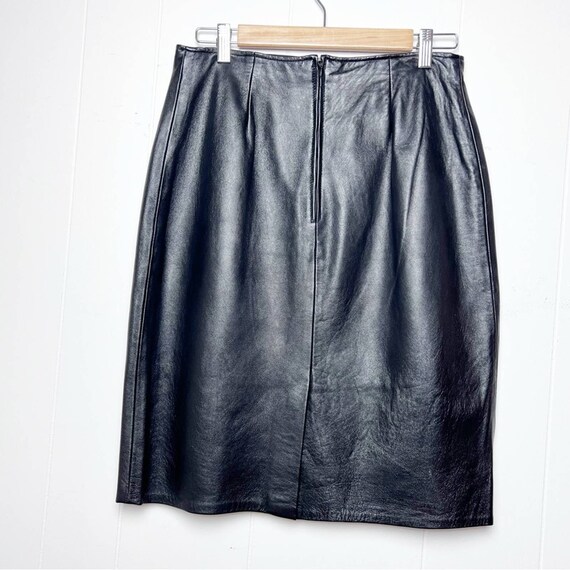 Vintage 90’s Black Leather Pencil Skirt Women’s S… - image 5