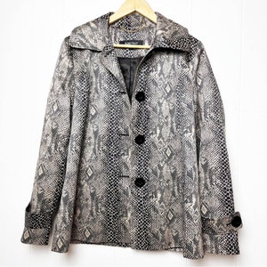 Vintage Ellen Tracy Tan & Black Snakeskin Print Lightweight Swing Coat Women’s Size S