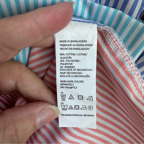 Izod Pastel Striped Patchwork Button Non Iron Shi… - image 6