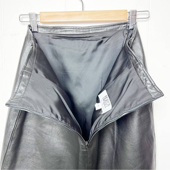 Vintage 90’s Black Leather Pencil Skirt Women’s S… - image 8