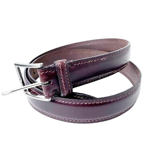 New Brown Top-Stitched Distressed Leather Belt Johnston & Murphy Mens New Distressed Topstitched Tan 32 One  main image 2