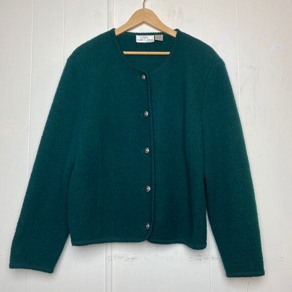 Vintage Carroll Reed Emerald Green Wool Cardigan Coat… - Gem