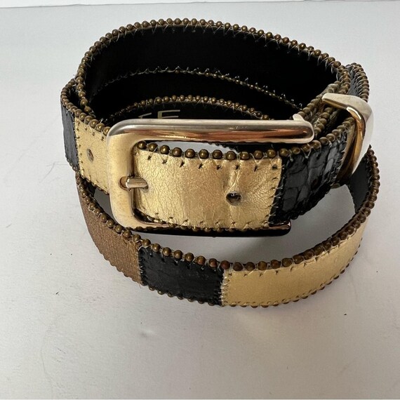 Vintage Elite Distressed Gold Black Patchwork Gold Buckle  display picture 2