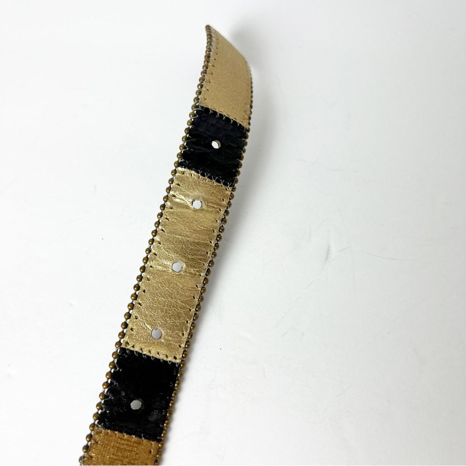 Vintage Elite Black Gold Lace Belt Gold Dallas Black Vintage Leather Belt - Claris Virot main image 4