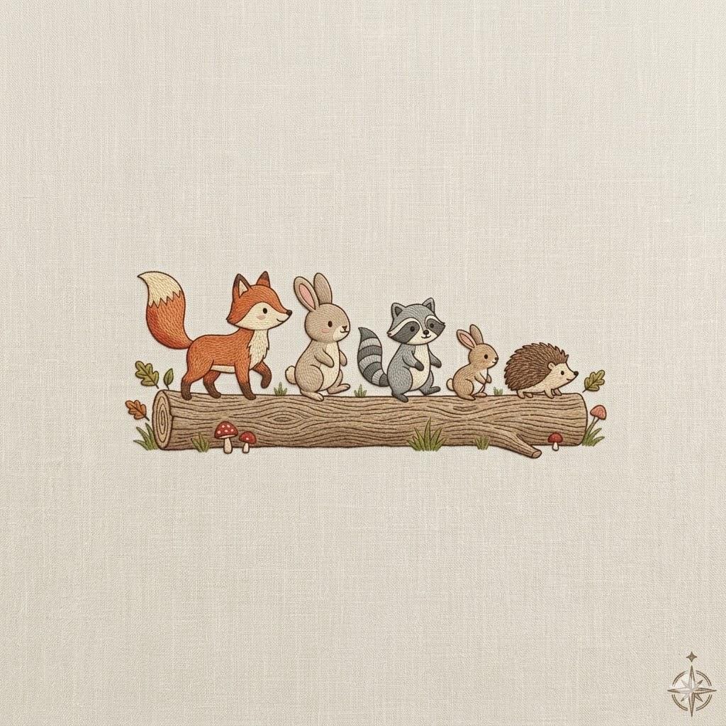 Woodland Animals Embroidery Design, Cute Forest Animal Stitch File, Fox ...