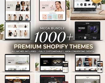1000+ Premium Shopify Themes Bundle | Shopify Templates OS 2.0 | Dropshipping, Fashion, Beauty Theme | Website Design for Shopify Store