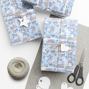 67 Boy Themed Birthday Gift Wrap Paper Fun, Whimsical, Festival, Birthday, Celebration, Creative Wrapping, 67, SIX SEVEN