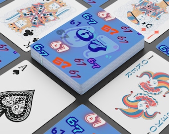 67 Poker Playing Cards - Unique Design for Game Nights, Collectors, Gift for Poker Lovers, Fun Party Accessory, six seven, 67