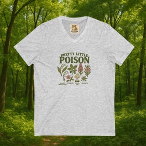 Pretty Little Poison V-Neck Tee - Fun Botanical Shirt, Gift for Garden Lovers, Plant Enthusiasts, Casual Wear, Unique Gift, Eco Fashion