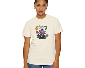 Funny Vampire 67 Shirt, Ha Ha Ha Trendy Tee, Retro Cartoon Vampire Count T-Shirt, Spooky Humor Top, Six Seven