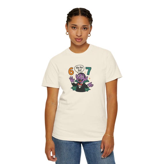 Funny Vampire 67 Shirt, Ha Ha Ha Trendy Tee, Retro Cartoon Vampire Count T-Shirt, Spooky Humor Top, Six Seven