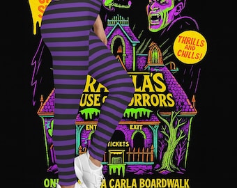 Leggings Wicked Stripes de Halloween en morado y negro para mujer, pantalones de yoga cómodos, ropa casual, leggings para hacer ejercicio, moda de Halloween.