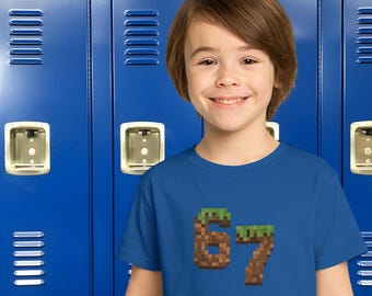 67 Pixel Art Graphic Tee, Birthday Gift, Six Seven Shirt, Fun Casual Wear, Everyday Tee for Boys and Girls