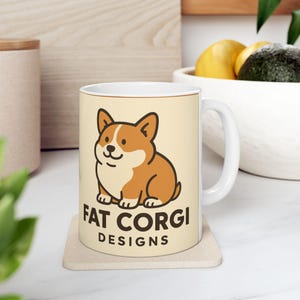 Fat Corgi Ceramic Mug - Cute Coffee Cup for Dog Lovers, Gifts for Pet Owners, Hot Beverage, Home Decor, Funny Gift Idea
