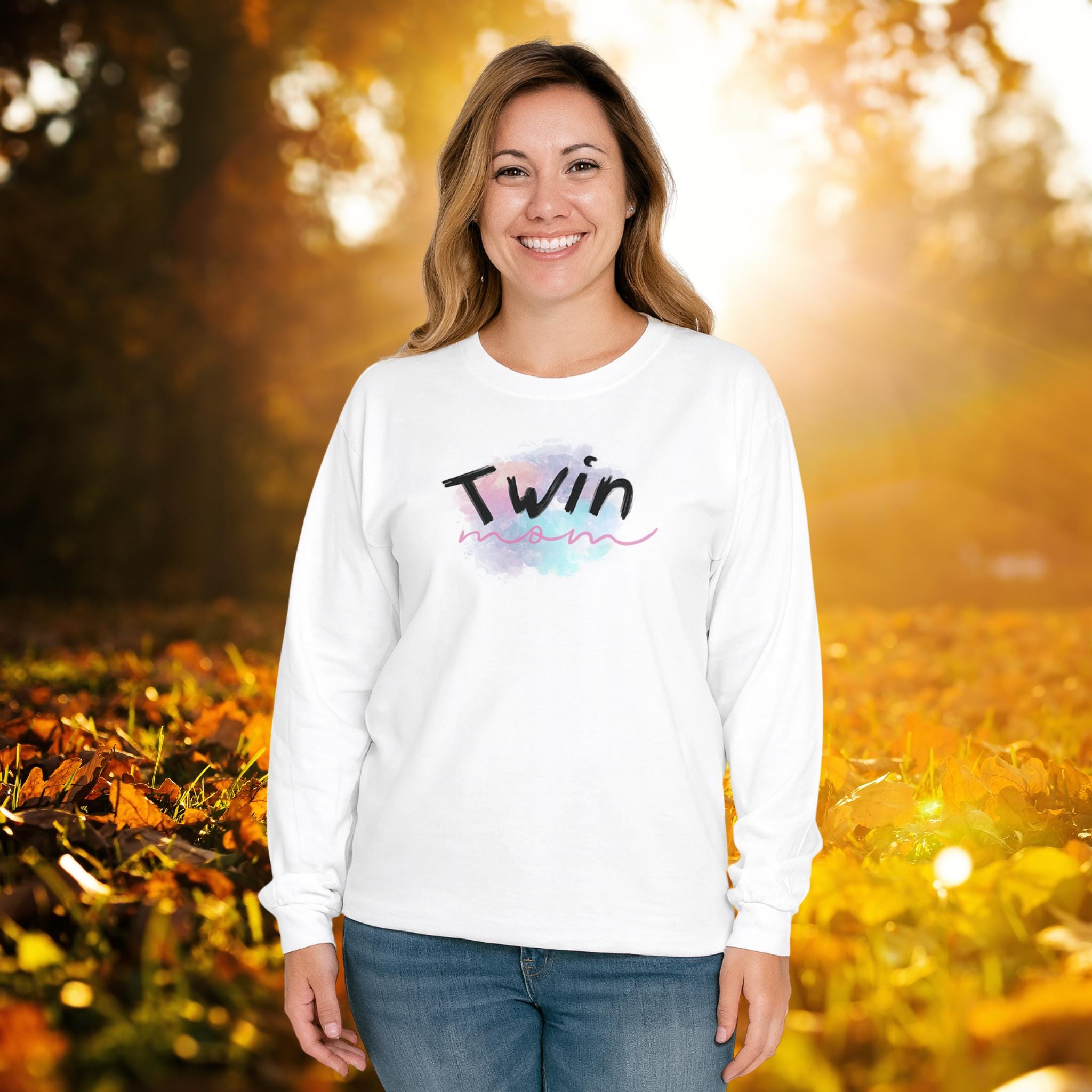 Twin Mom Unisex Long Sleeve Tee - Cozy Gift for Mom, Twin Baby