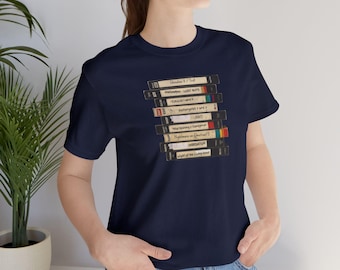 VHSホラー映画Tシャツ、ユニセックスジャージーTシャツ、ホラーギフト、ホラー映画シャツ、誕生日、カジュアルウェア、ノスタルジックアパレルに最適