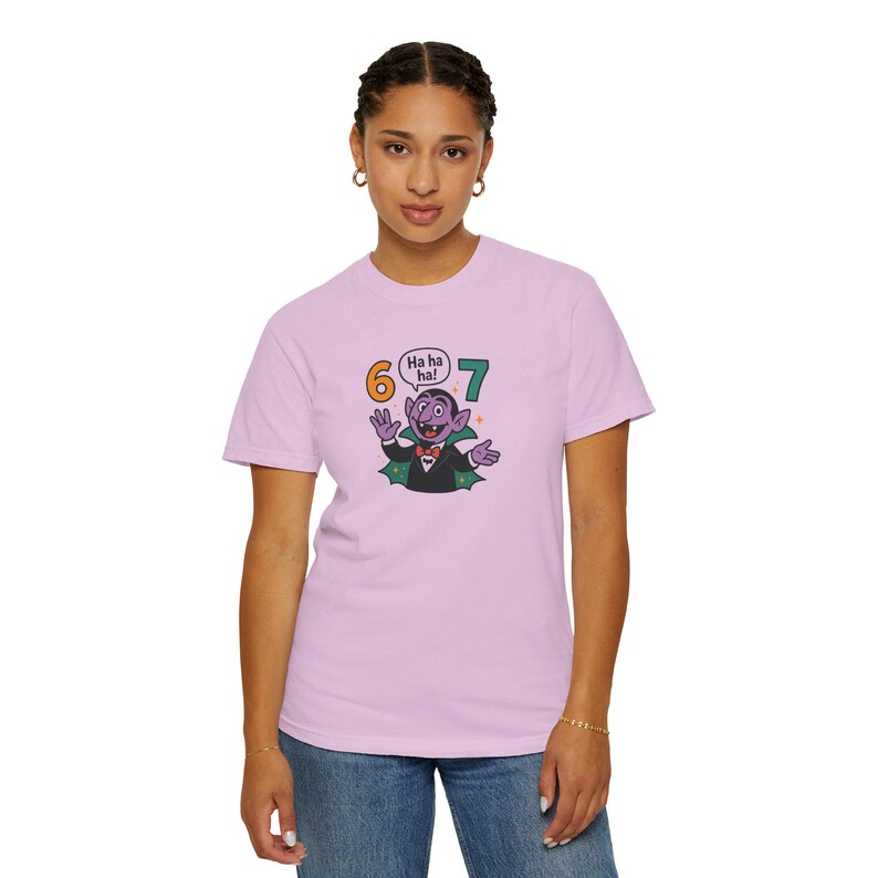 Funny Vampire 67 Shirt, Ha Ha Ha Trendy Tee, Retro Cartoon Vampire Count T-Shirt, Spooky Humor Top, Six Seven image 15