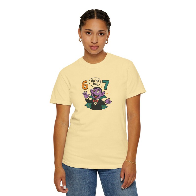 Funny Vampire 67 Shirt, Ha Ha Ha Trendy Tee, Retro Cartoon Vampire Count T-Shirt, Spooky Humor Top, Six Seven image 12