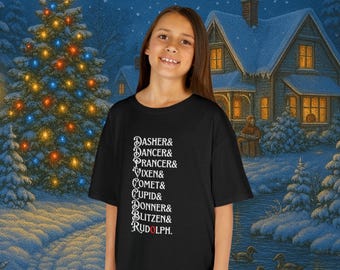 Reindeer Roll Call Christmas T-Shirt: Kid's Unisex Holiday Tee