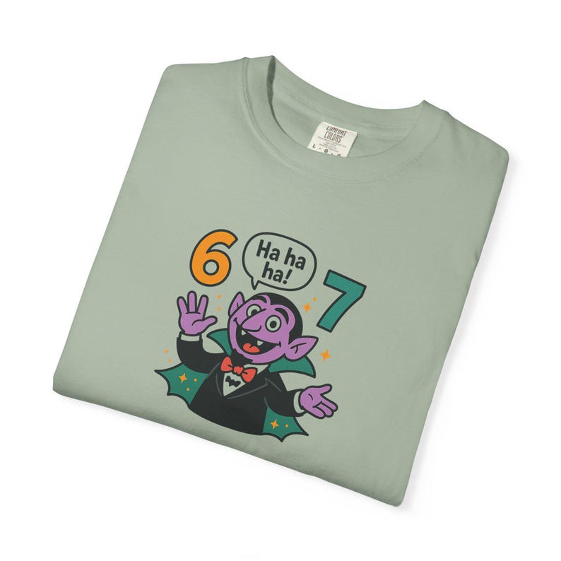Funny Vampire 67 Shirt, Ha Ha Ha Trendy Tee, Retro Cartoon Vampire Count T-Shirt, Spooky Humor Top, Six Seven image 4