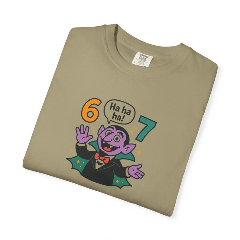 Funny Vampire 67 Shirt, Ha Ha Ha Trendy Tee, Retro Cartoon Vampire Count T-Shirt, Spooky Humor Top, Six Seven image 6