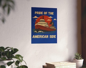 Edmund Fitzgerald Pride of the American Side poster | Vintage ship art, Edmund Fitzgerald nautical print