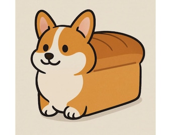 Corgi Bread Satin Poster, Cute Wall Art, Dog Lover Decor, Home & Kitchen Gift, Pet Decor, Adorable Corgi Print