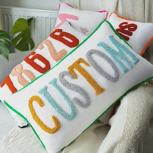 Home Decor Punch Needle Embroidered Custom Pillow Case Personalized Gift Graduation Gift Dorm Room Decor Kids Room Decor