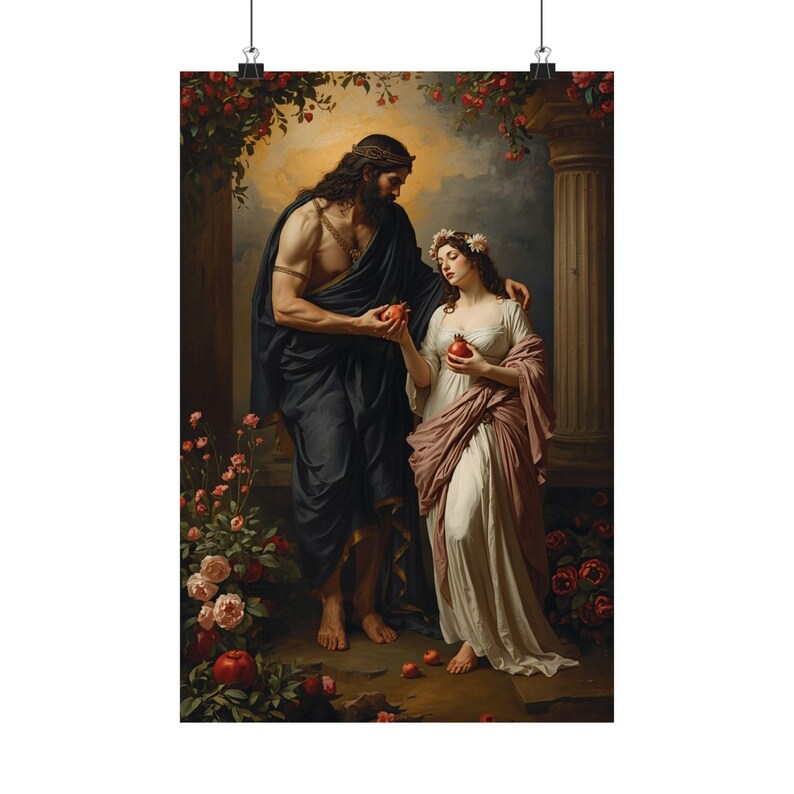 Persephone and Hades Art, Dark Romance Art, Floral Greek Mythology Poster image 5