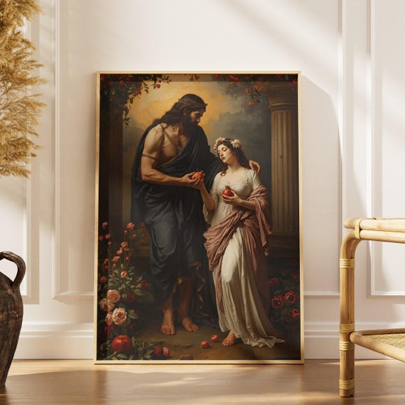 Persephone and Hades Art, Dark Romance Art, Floral Greek Mythology Poster