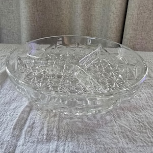 Luxhem De Veropa Cut Crystal 3-Section Divided Serving Tray
