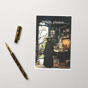 Witch, Please, Greeting card, Witch Card, Halloween note card, Funny  note, Samhain, Creepy notecard, Scary Postcard, evil doll, Gift card