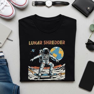 Lunnar Shreddar T-Shirt, Skateboard Graphic Tee, Urban Streetwear Shirt, Cool Skate Tee, Casual Unisex Shirt, Gift for Skate Lovers