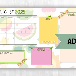 2025-2026 Dated Planner Calendar | Monthly Themed Calendar PDF | Printable Student Work Schedule Calendar | Personalized Calendar | Template