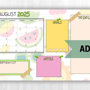 August 2025 Calendar: Editable Monthly Planner (Digital Download, US Letter)