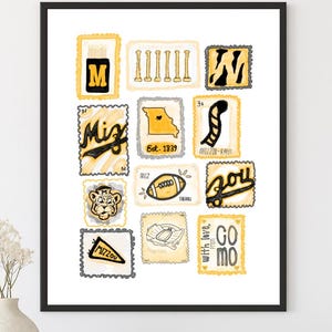 Mizzou Stamp Poster Print - Digital Download - Mizzou Digital Download Poster - Stamp Collage Print University of Missouri