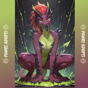 Dragon Fursona Adopt – Unique Anthro Character for Adoption – Furry Fantasy OC – One of a Kind Female Dragon – Scalie, Digital Character Art