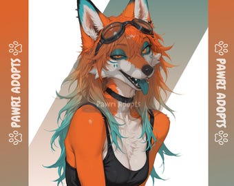 Retrato de personaje fursona de zorro estilizado: retrato único de personaje antropomórfico (descarga digital)
