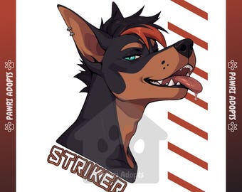 Retrato de Fursona de Striker – Icono de personaje canino masculino (Descarga digital)
