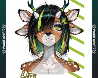 Mutated Deer Fursona Headshot – Liri, Furry Character Icon (PNG)